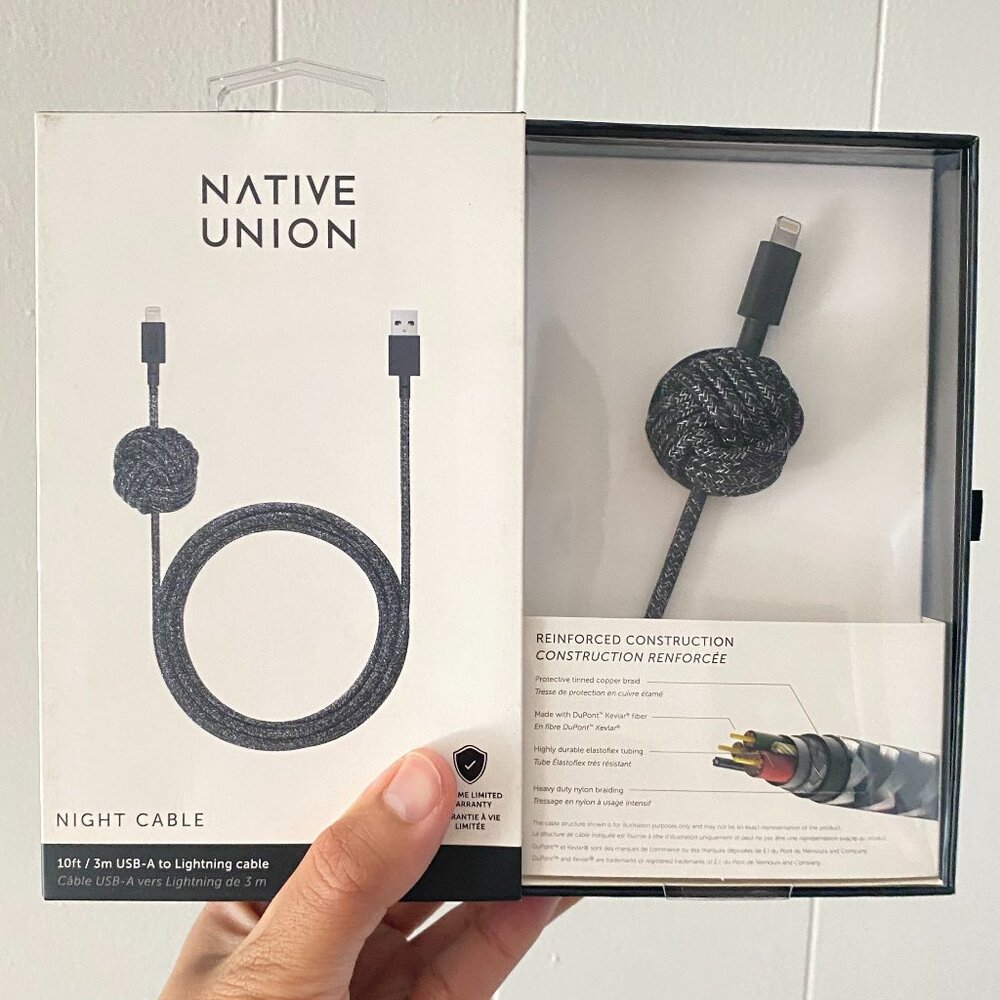 Native Union Night Cable USB-A Cable 10ft Cosmos for iPhone iPad Reinforced